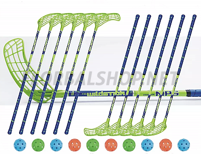 Florbalový set MPS Wildstick Green-Navy (12 hokejek)