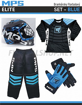 MPS ELITE brankářsky set BLUE + maska Pro Flame - Black/Blue + Florbalové rukavice MPS