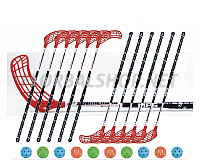 Florbalový set MPS Boomerang Red/Black (12 hokejek)