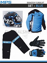 MPS Blue brankářský set + maska Pro Flame - Black/Blue + Florbalové rukavice MPS