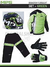 MPS Green brankářský set + maska Pro Flame - Black/Green + Florbalové rukavice MPS