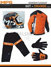 MPS Orange brankářský set + maska Pro Flame - Black/Orange + Florbalové rukavice MPS