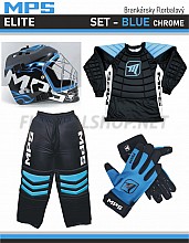 MPS ELITE brankářsky set BLUE + maska Pro Flame - Blue/Chrome + Florbalové rukavice MPS