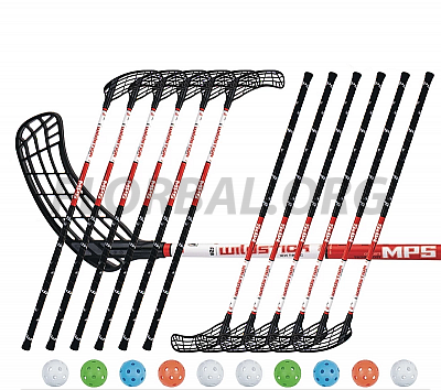 Florbalový set MPS Wildstick Red/Black (12 hokejok)