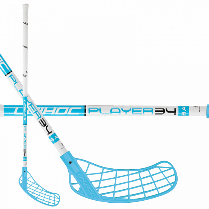 Unihoc Player 34 white/blue veľ. 80cm (= 90cm) pravá okrúhla (pravá ruka dole)