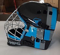 MPS brank. maska PRO Black/Blue helmet strieborná mriežka