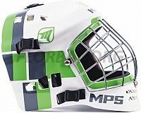 MPS brank. maska PRO White/Green helmet strieborná mriežka