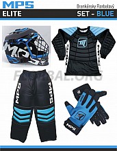 MPS ELITE brankársky set BLUE + maska Pro Flame - Black/Blue + Florbalové rukavice MPS