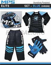 MPS ELITE brankársky set BLUE + maska Pro Flame - Blue/Chrome + Florbalové rukavice MPS
