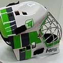 MPS brank. maska PRO White/Green helmet stříbrná mřížka