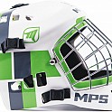 MPS brank. maska PRO White/Green helmet stříbrná mřížka