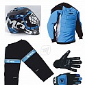 MPS Blue brankářský set + maska Pro Flame - Black/Blue + Florbalové rukavice MPS