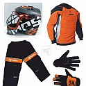 MPS Orange brankářský set + maska Pro Flame - Black/Orange + Florbalové rukavice MPS
