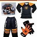MPS ELITE brankářsky set Orange + maska Pro Flame - Orange/Black+ Florbalové rukavice MPS