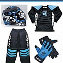 MPS ELITE brankářsky set BLUE + maska Pro Flame - Black/Blue + Florbalové rukavice MPS